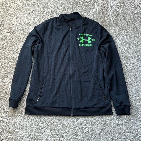 Under Armour Other - EUC Men’s Under Armour Black/Neon Green Reversible Full Zip Up Jacket Size XXL